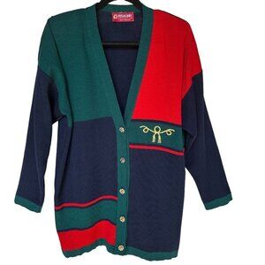 VTG Pitlochry Cardigan Sweater Women's Large Wool Blend Scotland Multicolor